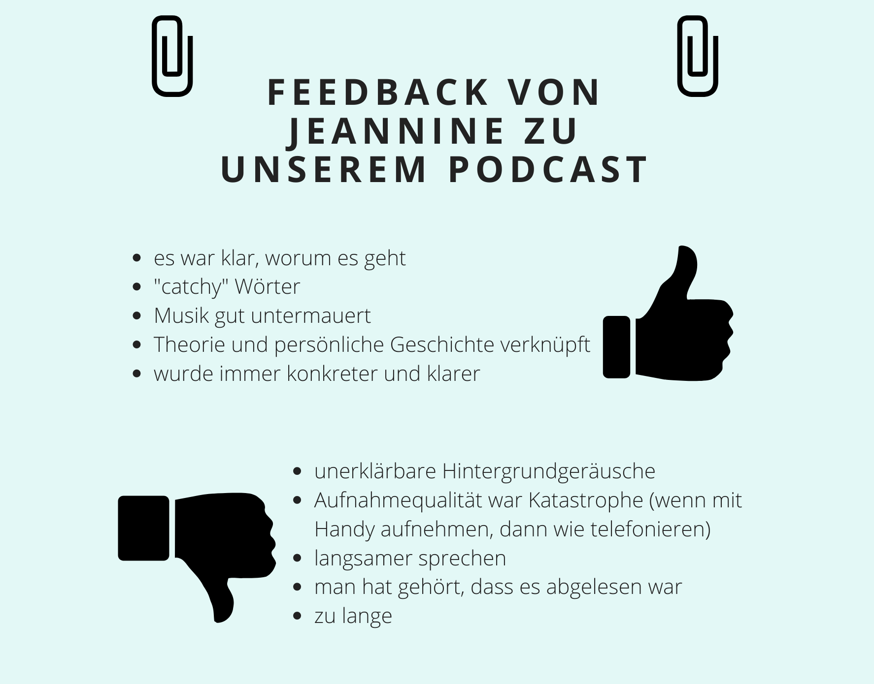 Feedback von Jeannine zu unserem Podcast