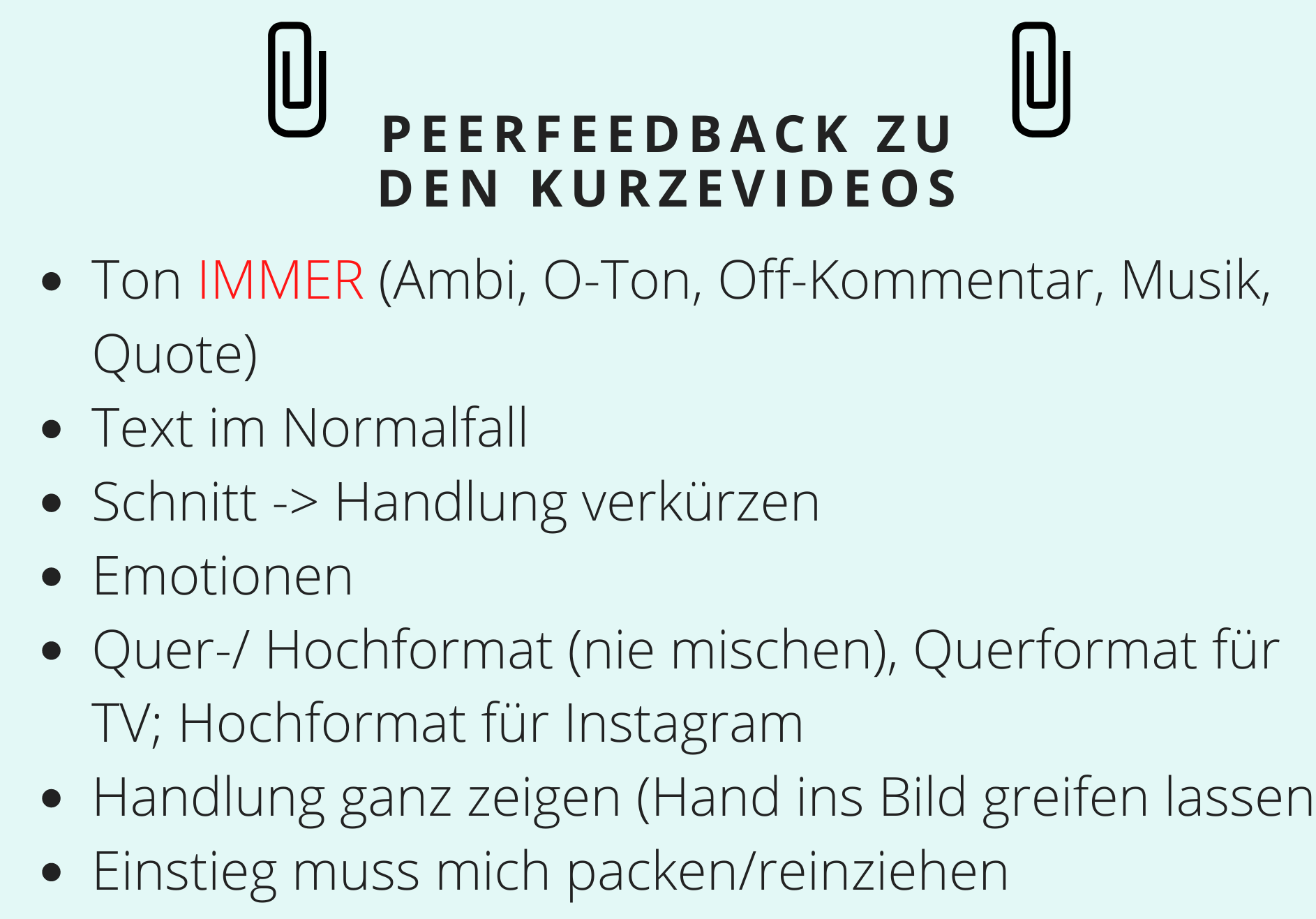 Peerfeedback zu den Kurzvideos